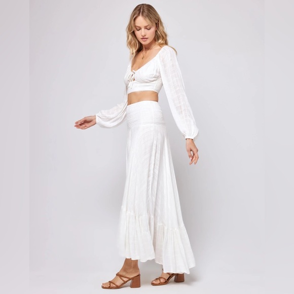 L*SPACE Smocked White Skirt - Picture 5 of 8